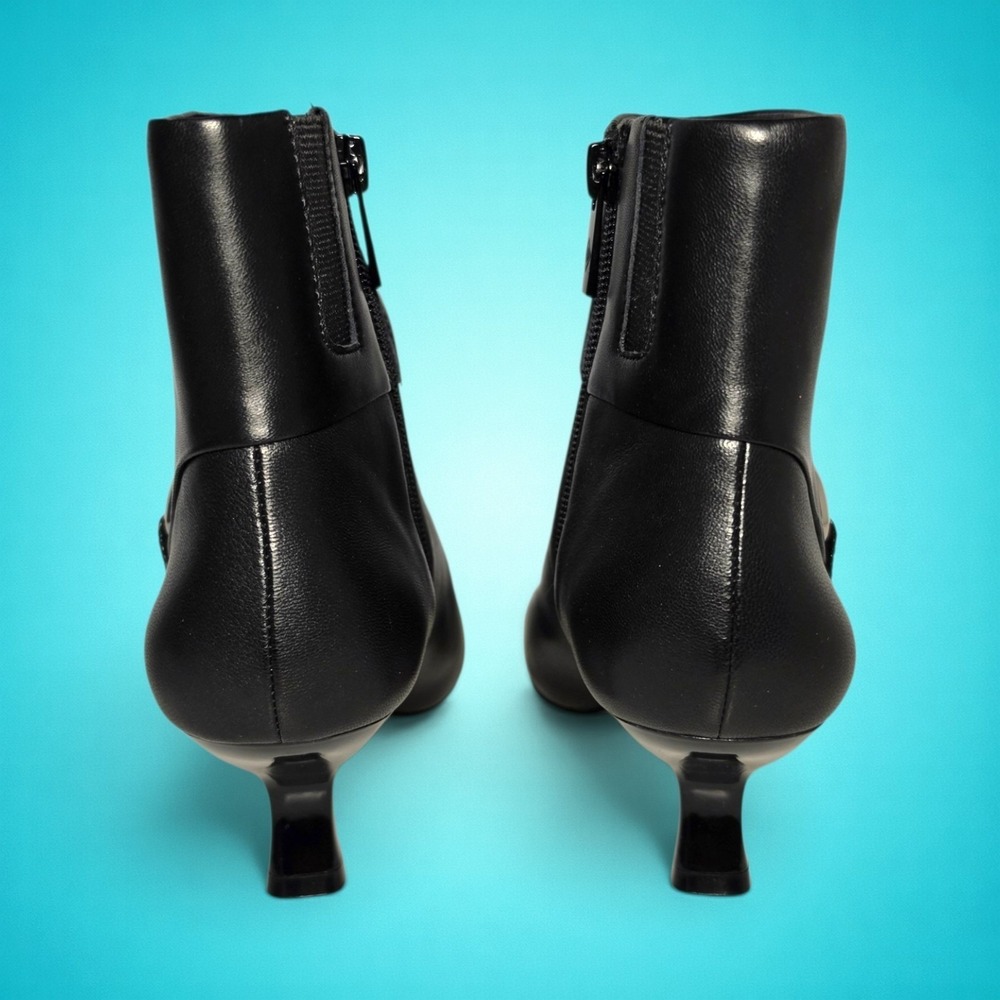 Donald Pliner Cindia black nappa leather pointed-toe kitten-heel ankle boots, 5M - Picture 9 of 10